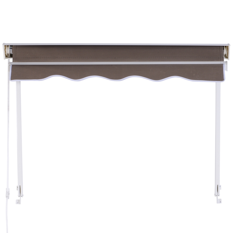 Outsunny Alu Markise Balkonmarkise Klemmmarkise Fallarmmarkise Fenster Sonnenschutz Braun 120 x 70 cm