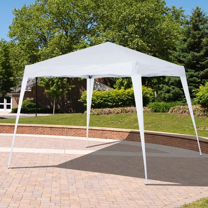 Outsunny 3 M x 3 M Base/ 2.5 M x 2.5 M Top Pop Up Gazebo with Carry Bag, Height Adjustable Slant Leg Party Tent Instant Event Shelter for Garden, Patio, White