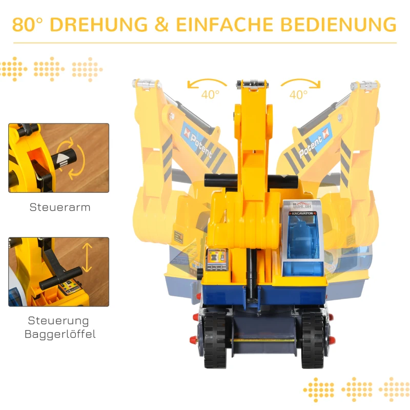 Koparka dla dzieci koparka jeździk dla małych dzieci autko z kaskiem ochronnym obrotowe