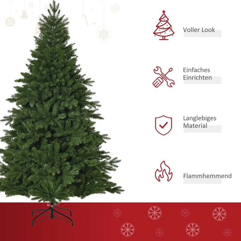 HOMCOM künstlicher Weihnachtsbaum 1,8 m Christbaum Tannenbaum PVC PE Metall Grün Ø90 x 180 cm