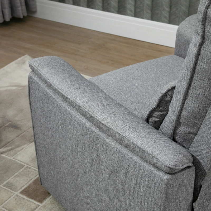 HOMCOM Relaxsessel mit Wippefunktion Liegesessel TV Sessel Einzelsofa 150° neigbar Fernsehsessel Polyester Grau 83 x 90 x 104 cm