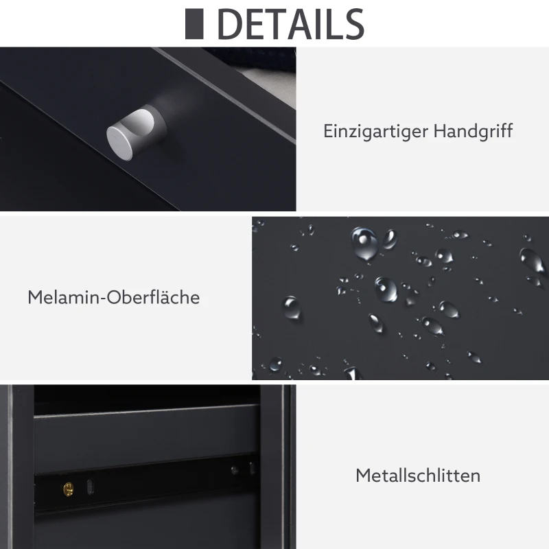 HOMCOM Schreibtisch mit Regal Schublade, Arbeitstisch, Computertisch, Bürotisch, MDF, Dunkelgrau, 100 x 60 x 105 cm