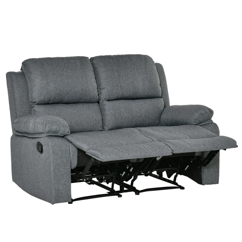 HOMCOM Doppelsofa Relaxliege Relaxsessel verstellbare Rückenlehnen Polyester Grau 141,5 x 95 x 94,5 cm