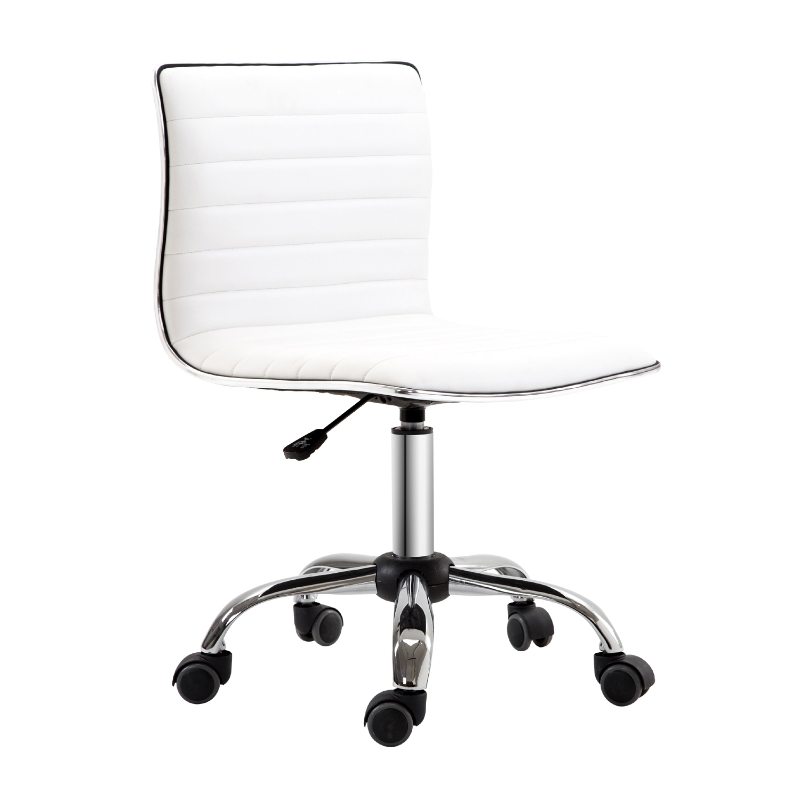 HOMCOM Friseurstuhl, Salonstuhl mit Rückenlehne, Drehstuhl, Höhenverstellbar, Stahl PU, Weiß, 48 x 52 x 78-90 cm