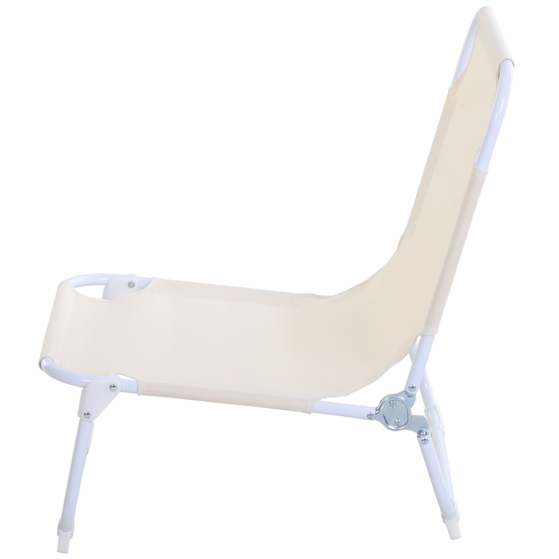 Krzesło kempingowe składane plażowe do ogrodu na balkon Oxford kremowy Outsunny