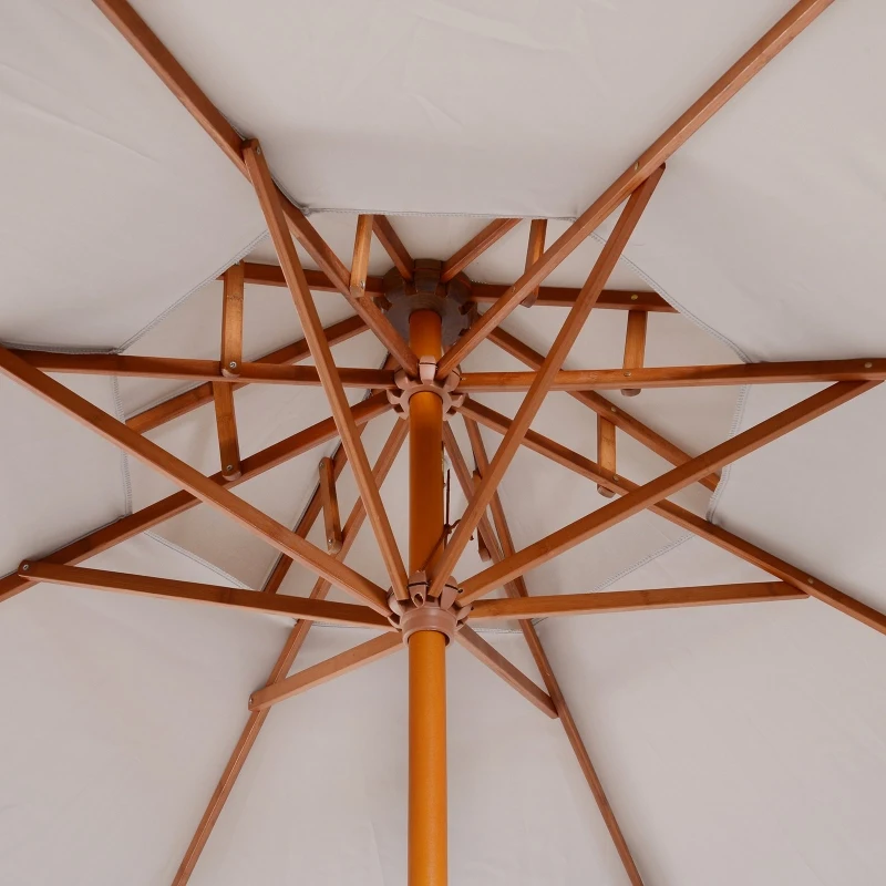 Outsunny Holz Sonnenschirm Holzschirm Gartenschirm Balkonschirm Doppeldach Grau