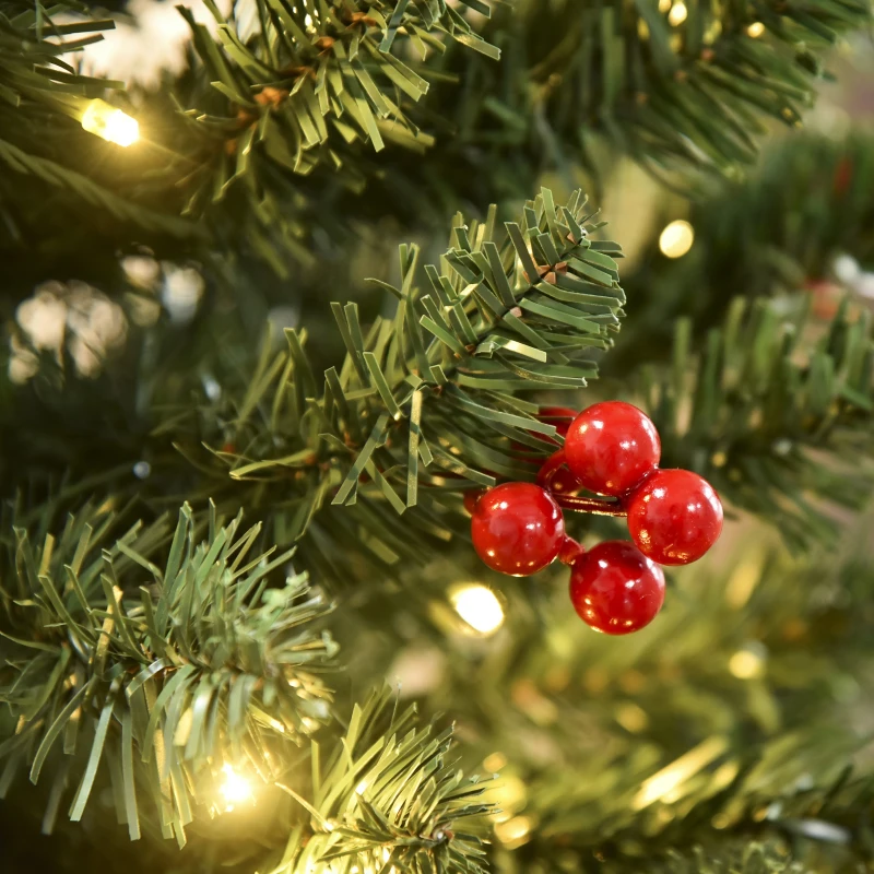 HOMCOM künstlicher Weihnachtsbaum 180 cm mit 250 LED-Leuchten 628 Astspitzen Christbaum Tannenbaum PVC Metall Grün Ø63 x 180 cm