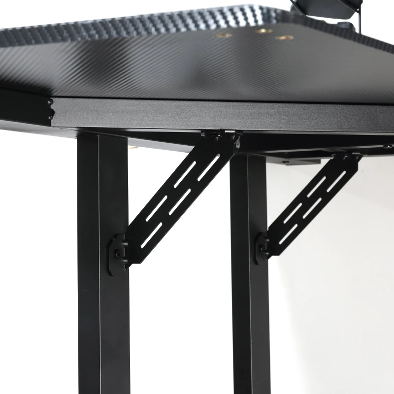 HOMCOM Biurko gamingowe biurko w kształcie litery L z uchwytem na kubek wieszak czarny+czerwony