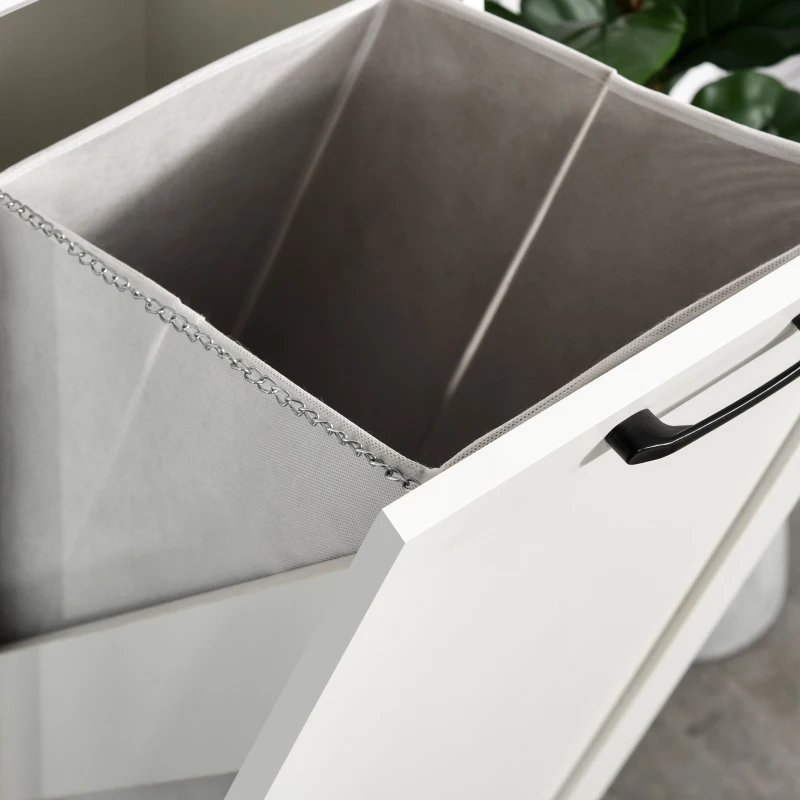 HOMCOM® Badezimmerschrank Badschrank Highboard mit Wäschekorb Regale Ungewebter Stoff