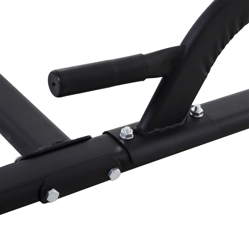 HOMCOM Kraftstation mit Klimmzugstange, Multifunktionale Dip-Station, Trainings-Gerät für Zuhause, Stahl, Schwarz, 129 x 98 x 172–224 cm