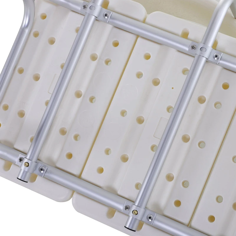 HOMCOM Duschstuhl mit Griff und Rückenlehne, Rutschfester Badehocker, Höhenverstellbarer Badestuhl, Duschhocker, Alu-Legierung, Weiß