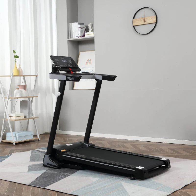 HOMCOM Folding Treadmill for Home Motorised Running Machine w/ LCD Display Black