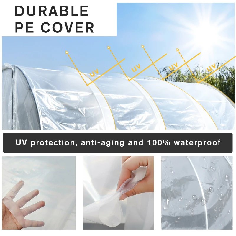 Outsunny Walk-in Polytunnel Greenhouse Garden Planting Shed Clear PE Cover 25mm Diameter Galvanised Steel Frame, 4L x 3W x 2Hm