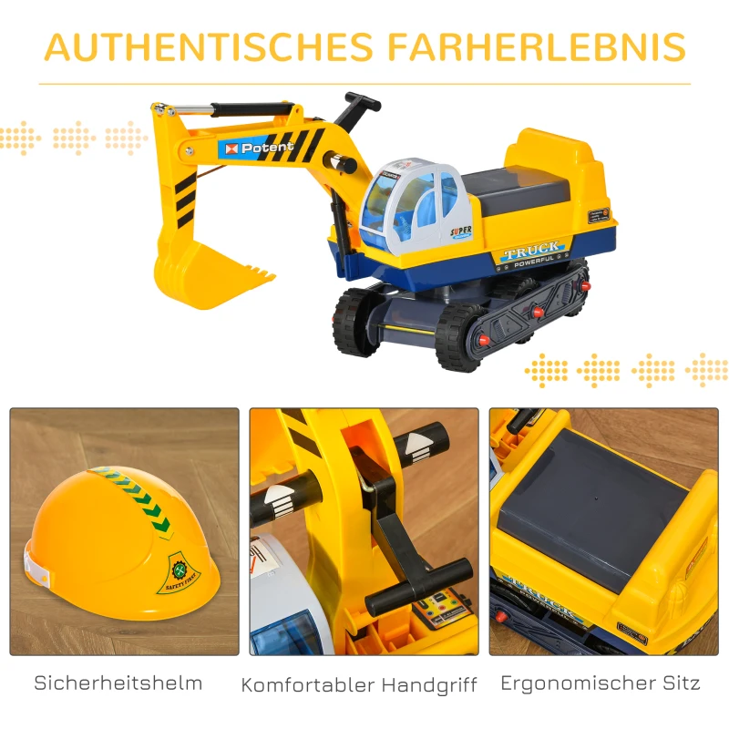 Koparka dla dzieci koparka jeździk dla małych dzieci autko z kaskiem ochronnym obrotowe