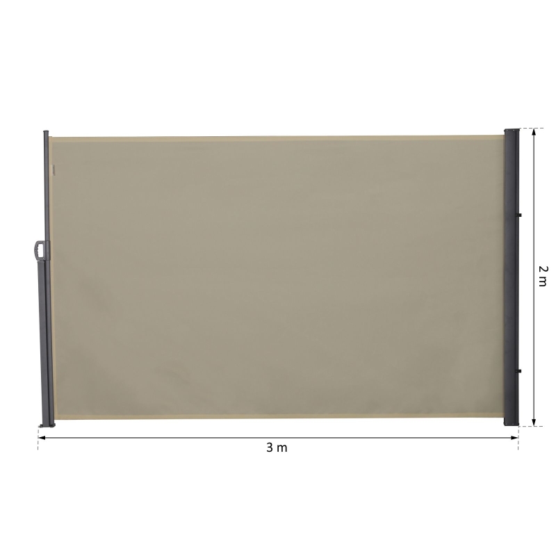Outsunny Seitenmarkise, Sicht- und Sonnenschutz, Seitenrollo, Polyester, Beige, 3 x 2 m
