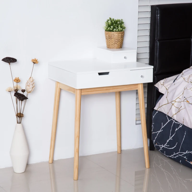 HOMCOM TOALETKA STÓŁ KOSMETYCZNY SKŁADANE LUSTRO białe