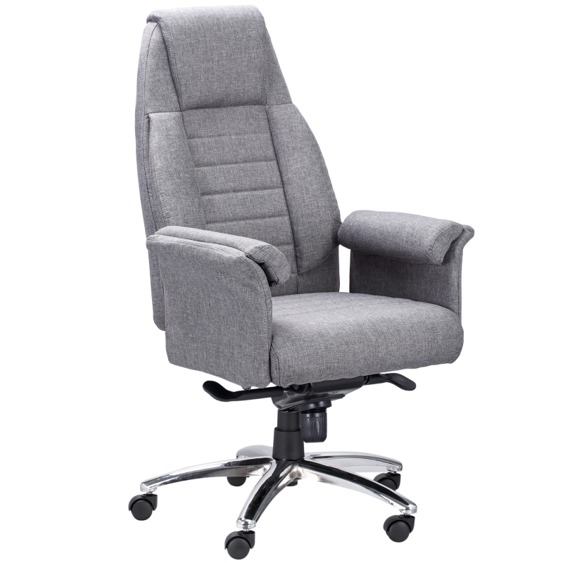 Vinsetto Bürostuhl Ergonomischer Drehstuhl mit Armlehne höhenverstellbar Kunstleinen Hellgrau 68 x 72 x 118-128 cm