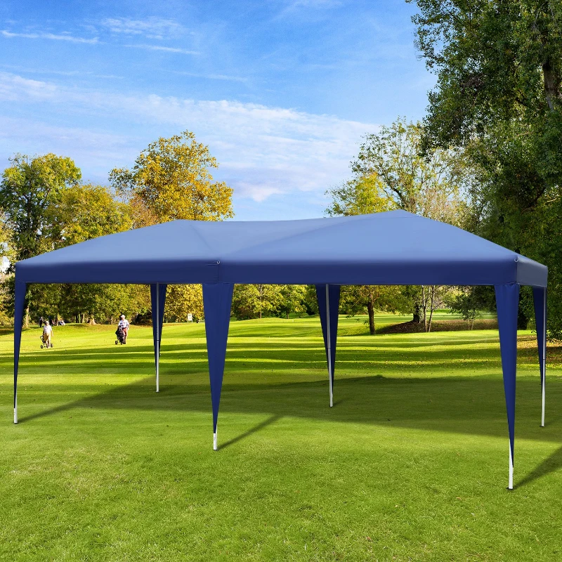 Outsunny Pop Up Gazebo 3 x 6m, Foldable Canopy Tent with Carrying Bag for Outdoor Garden Patio Party, Blue