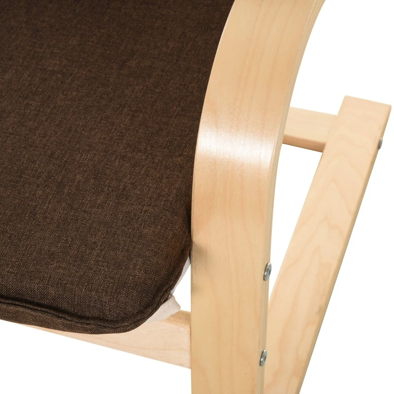 HOMCOM Relaxsessel mit Fußhocker, Ruhesessel mit Armlehne, Relaxstuhl, Leinenbezug Holzgestell Braun 65 x 69 x 98 cm