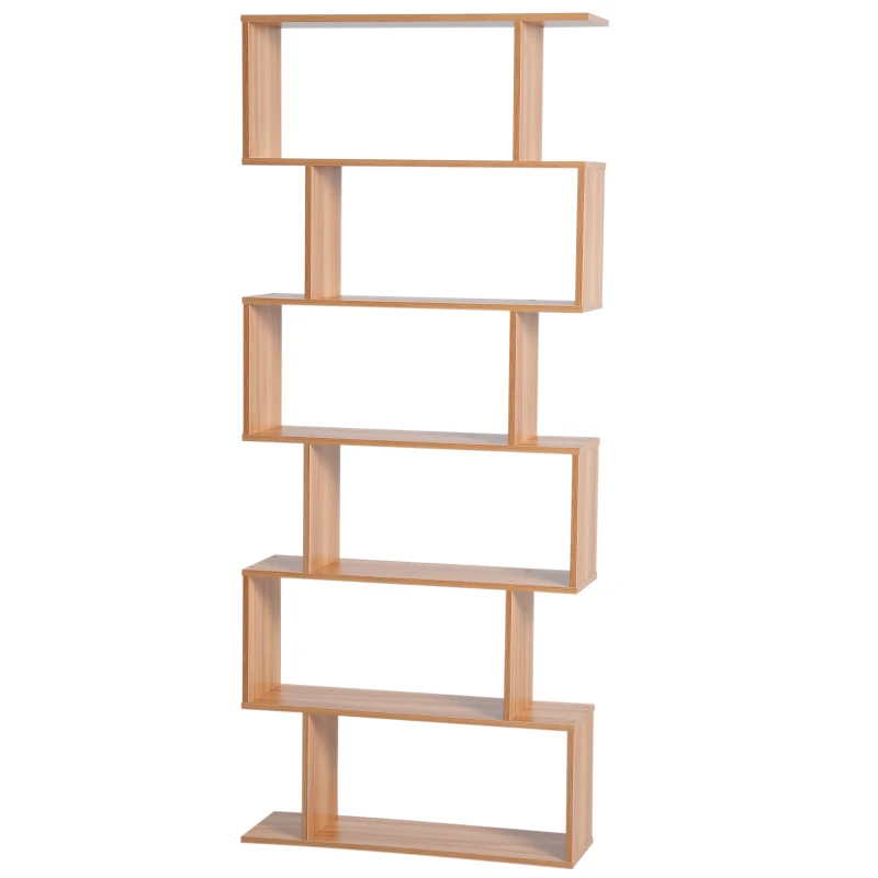 HOMCOM regał na książki, regał ścienny, przegroda z 6 półkami, regał stojący, regał na dokumenty