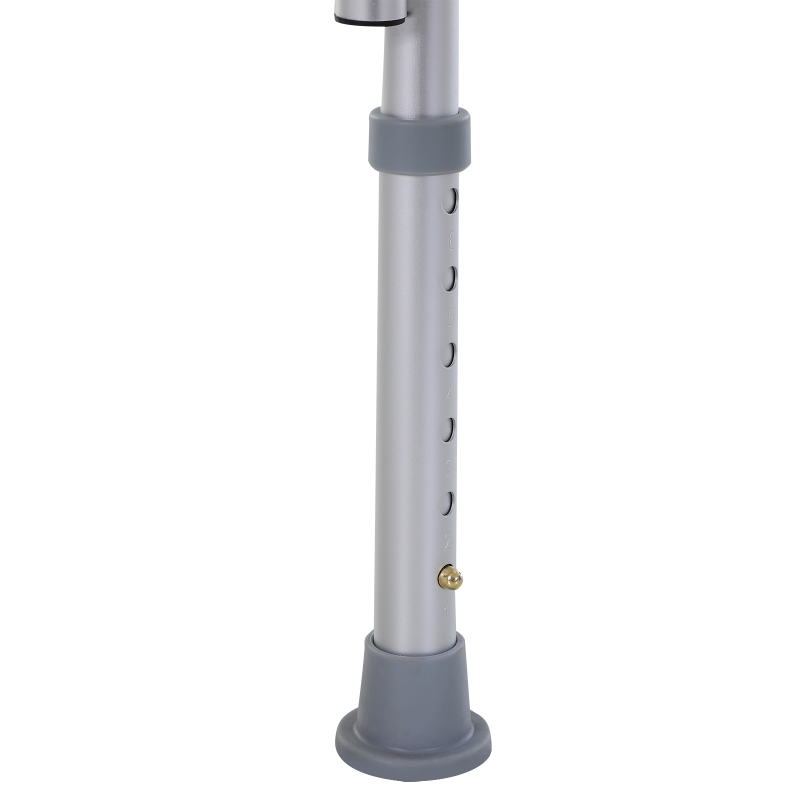 HOMCOM Duschstuhl mit Griff und Rückenlehne, Rutschfester Badehocker, Höhenverstellbarer Badestuhl, Duschhocker, Alu-Legierung, Weiß