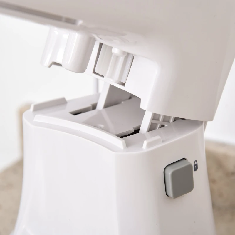 HOMCOM 2 in 1 Handrührer elektrisches Handmixer-Set mit Tischständer 3,4-Liter-Rührschüssel 300W 6 Geschwindigkeiten inklusive Turbo Stahl Weiß 30,5 x 21,8 x 35,4 cm