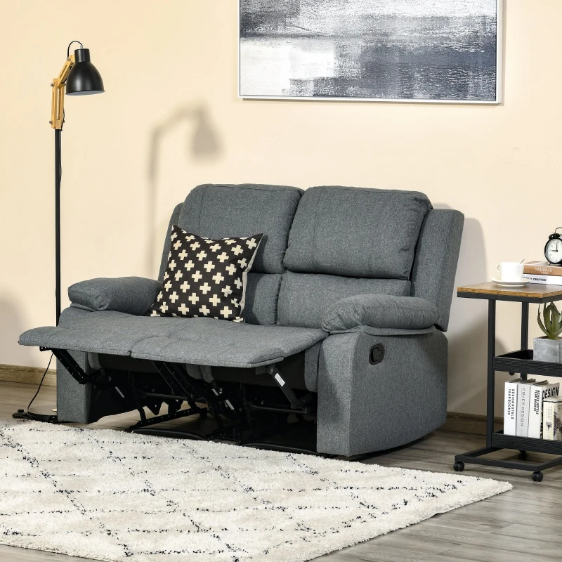 HOMCOM Doppelsofa Relaxliege Relaxsessel verstellbare Rückenlehnen Polyester Grau 141,5 x 95 x 94,5 cm