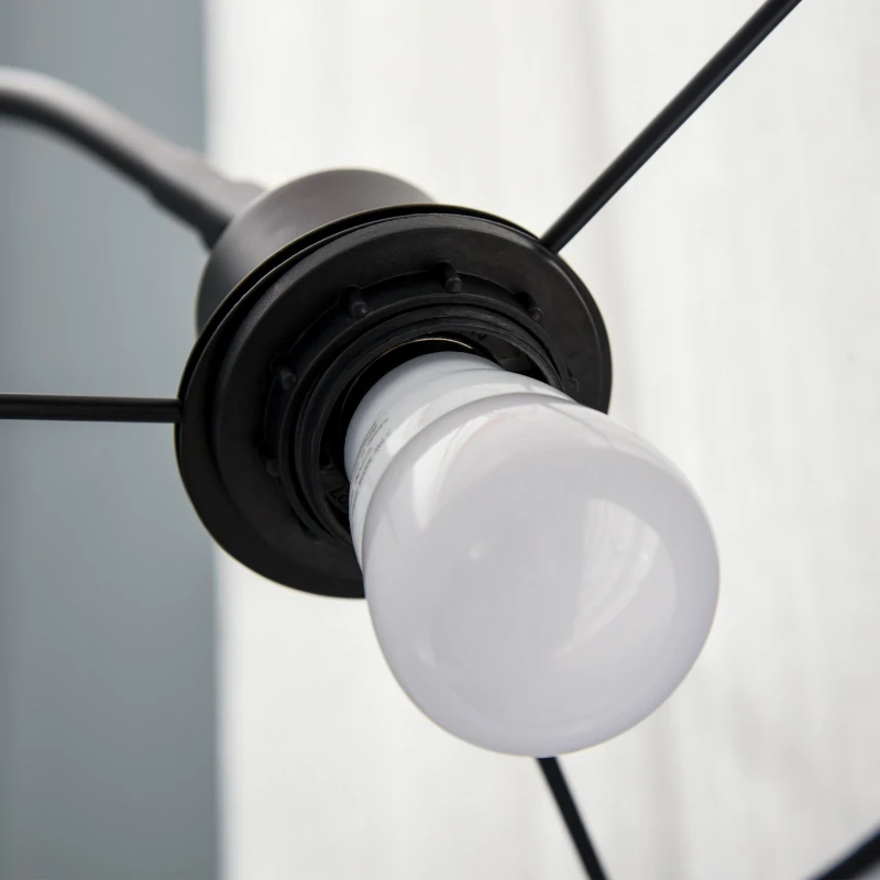 HOMCOM Stehleuchte mit 180° flexiblem Lampenschirm und verstellbarem Mast, mit rundem Metallsockel, Schlafsaal, Schwarz, Metall, Polyestergewebe, 97L x 33,5B x 179H cm