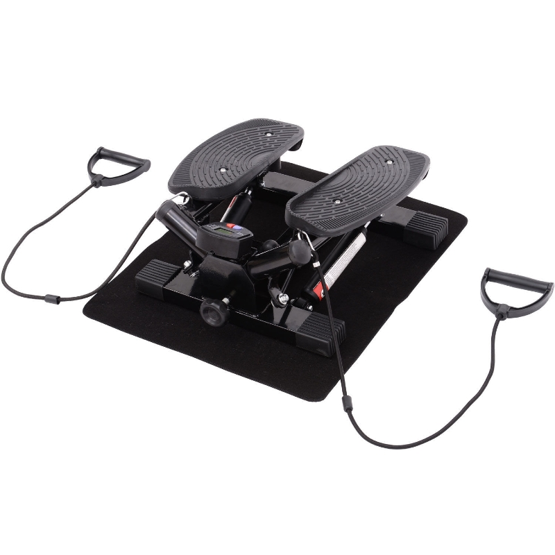 HOMCOM Mini Stepper Sidestepper Fitness Heimtrainer inkl. Trainingsbänder schwarz