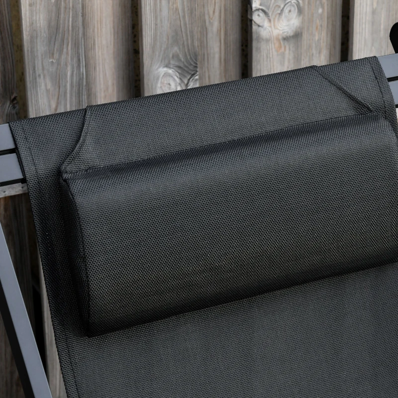 Outsunny Zweiteiliges Klappstuhl-Set Klappbarer Gartenstuhl Alu Schwarz