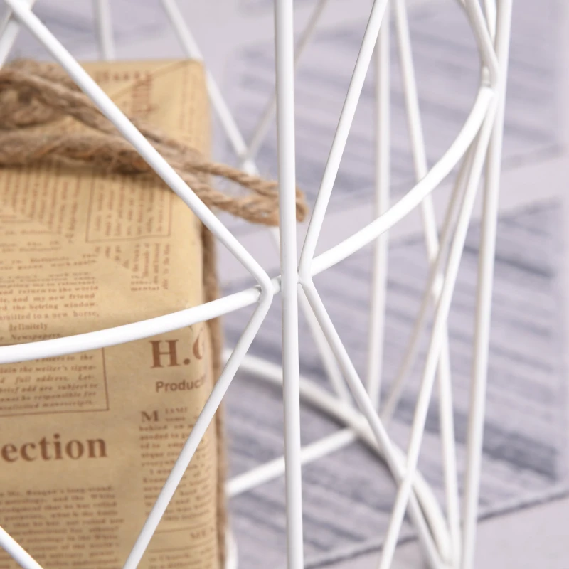 HOMCOM Set van 2 bijzettafels salontafel metalen mand rond opbergruimte