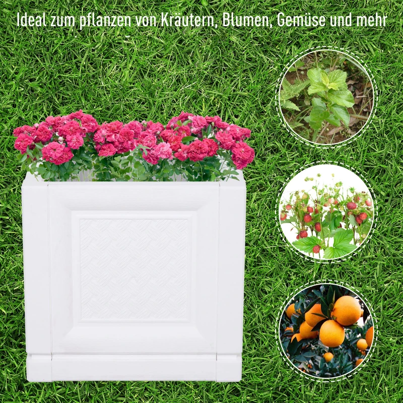 Outsunny 2tlg. Hochbeet für Balkon und Garten Pflanztopf aus PP, Weiß, 30 x 30 x 29 cm
