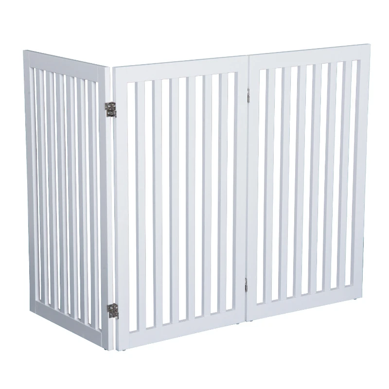 PawHut Hunde Absperrgitter Schutzgitter Hundegitter Konfigurationsgitter MDF Weiß B154,5xH91,5 cm