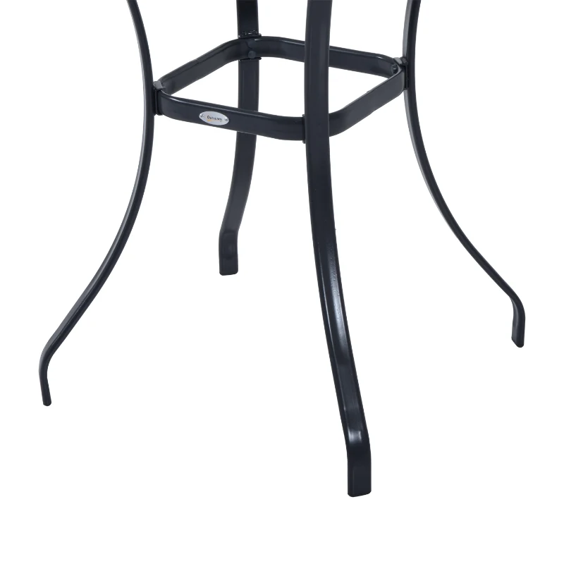 Outsunny stół ogrodowy, stolik ogrodowy, stół bistro, stół szklany, 68,5 x 68,5 cm, szkło hartowane + metal, czarny