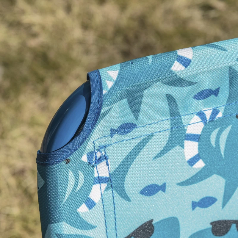 Outsunny Kinder Sonnenliege 180° verstellbar Strandliege Gartenliege Relaxliege Klappbar für 2-6 Jahre Metall Polyester Blau+Grün 118 x 40 x 24 cm