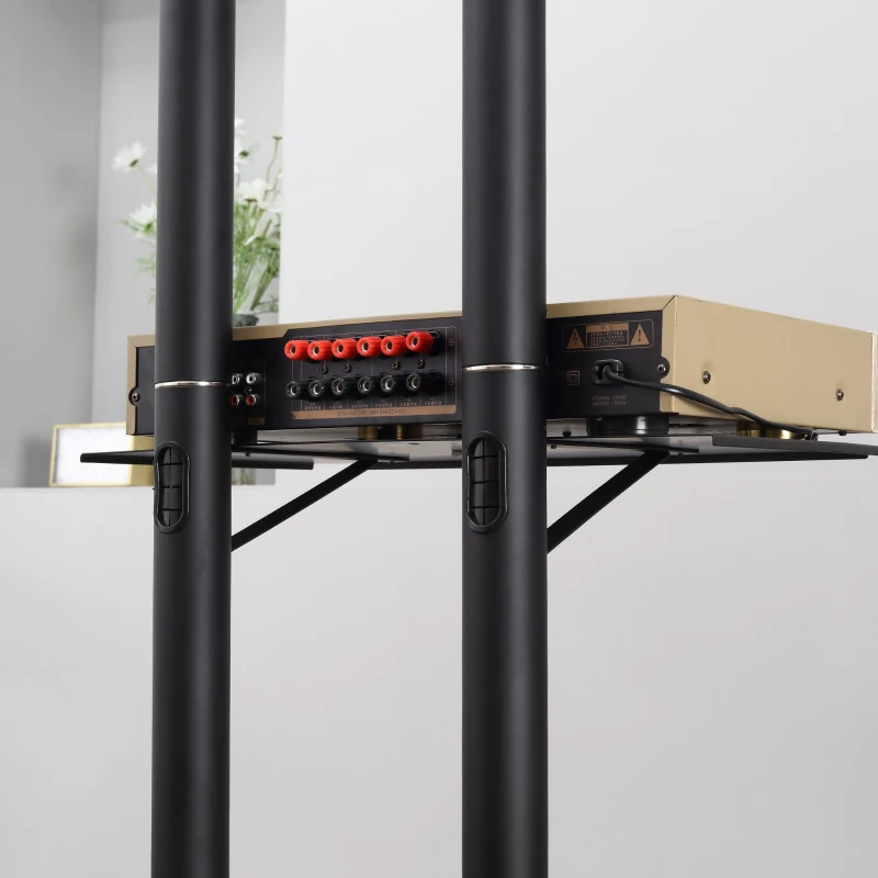 Mobilny stojak na telewizor HOMCOM na kółkach uniwersalny wózek na kółkach szafka pod telewizor z regulacją wysokości bardzo stabilny uchwyt stolik pod telewizor metal czarny 85,5 x 73 x 170 cm