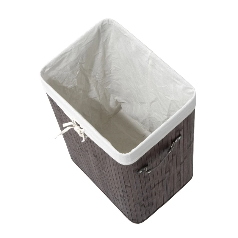 HOMCOM Wasmand waskist wasbox waskorf hoekig bamboe 72 l grijs
