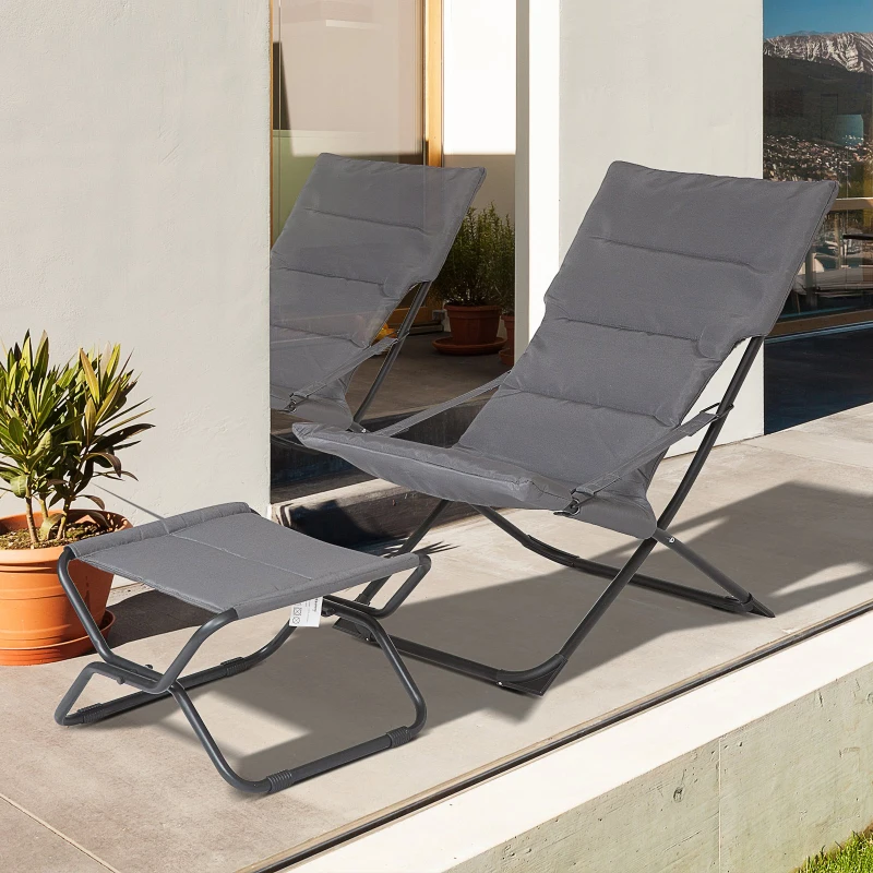 Outsunny® Sonnenliege mit Fußhocker Gartenliege Relaxliege Weiche Polsterung Polyester