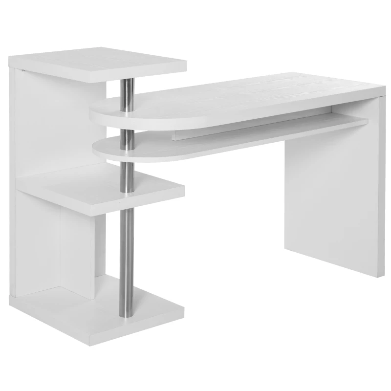 HOMCOM® Eckschreibtisch Computertisch PC-Schreibtisch mit Regal Bürotisch L/I-Form Weiß