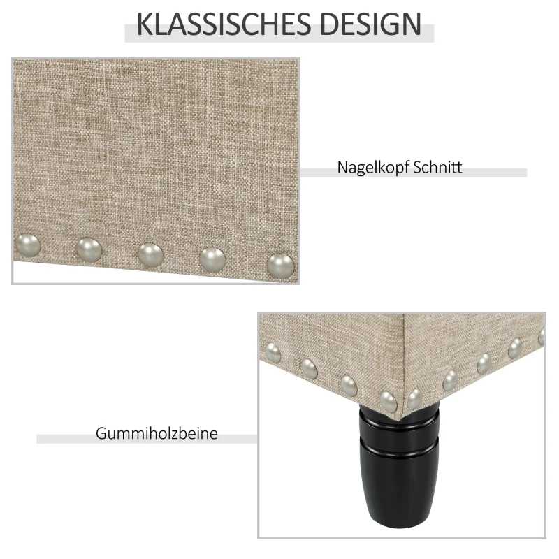 HOMCOM® Polsterbank Sitzbank mit Stauraum Truhenbank Polyester Eukalyptusholz Beige