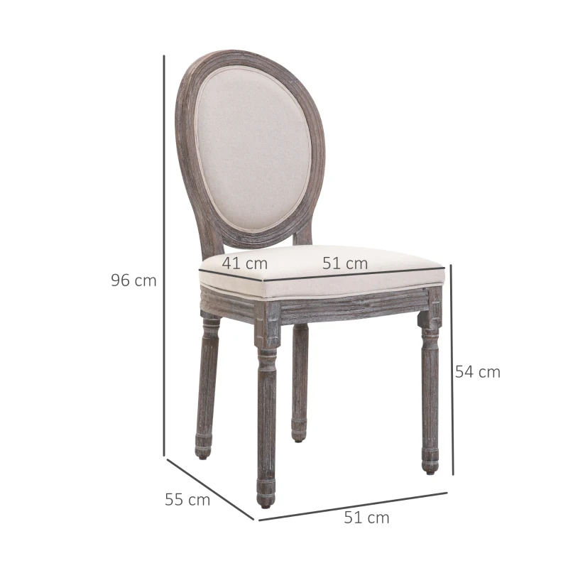 HOMCOM 2er Set Esszimmerstuhl Retro-Design Küchenstuhl Polsterstuhl mit Fußmatten 51 x 55 x 96 cm