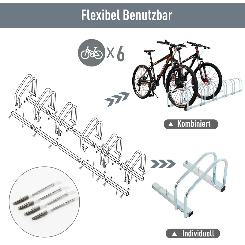 HOMCOM Fietsenrek fietsrek meerdere fietsen verzinkt staal 4 maten