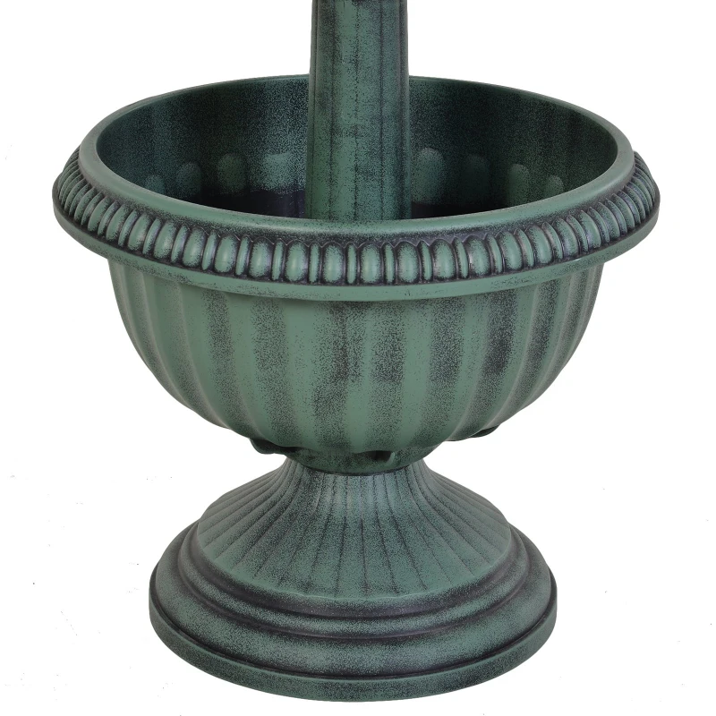 Outsunny Blumenschale, Pflanzgefäß, Blumenständer mit 3 runde Pflanzschalen,dreistufige, Blumensäule,Vintage Grün, ø43 x 98,5 cm