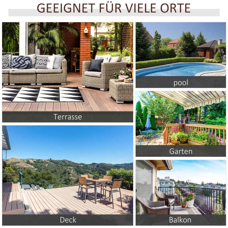 Outsunny Rattan Gartentisch runder Esstisch Glastisch Gartenmöbel Tisch Polyrattan+gehärtetes Glas Braun Ø80 x 71H cm