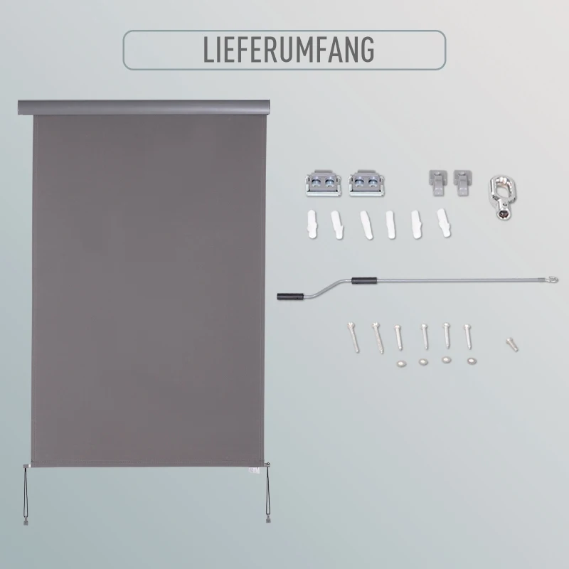 Markiza Pionowa Outsunny z Ochroną przed Słońcem i Wiatrem, Szara