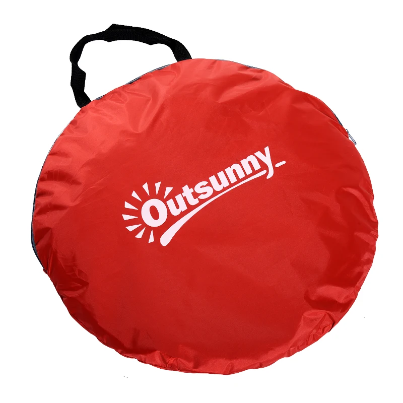 Outsunny 2-3 Person Pop up Beach Tent Hiking UV Protection Patio Sun Shade Shelter (Red)
