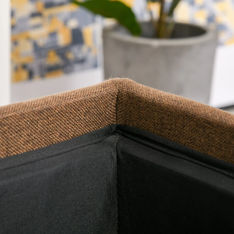 HOMCOM Sitzhocker mit Stauraum, Fußhocker, Polsterhocker, abnehmbarer Deckel, Bezug in Leinenoptik, 42 x 42 x 41 cm, Braun