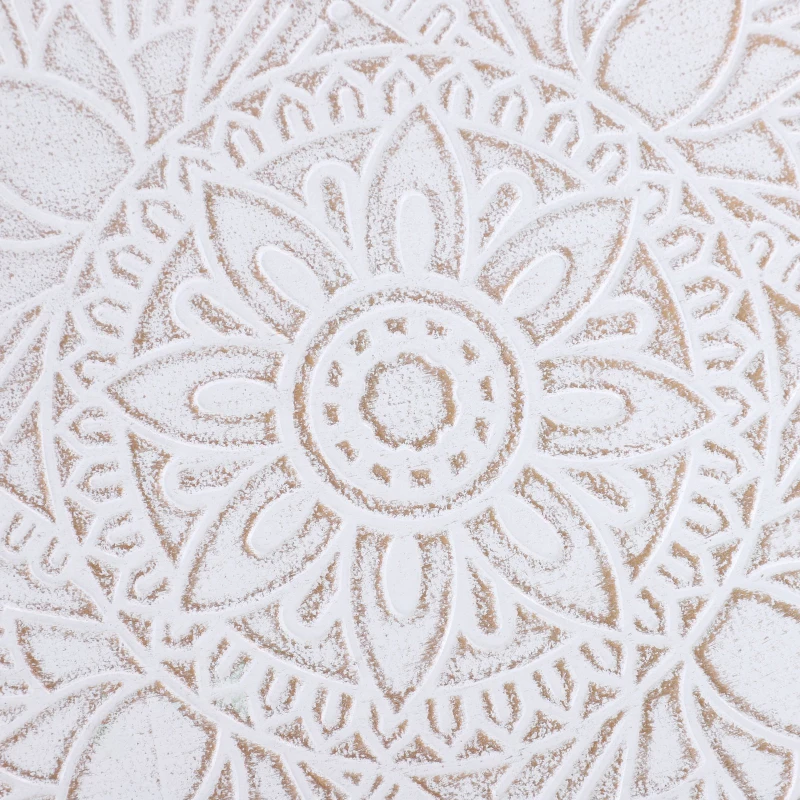 HOMCOM® Stolik Kawowy Nocny Podwyższona Krawędź Lite Drewno Płyta MDF Biały