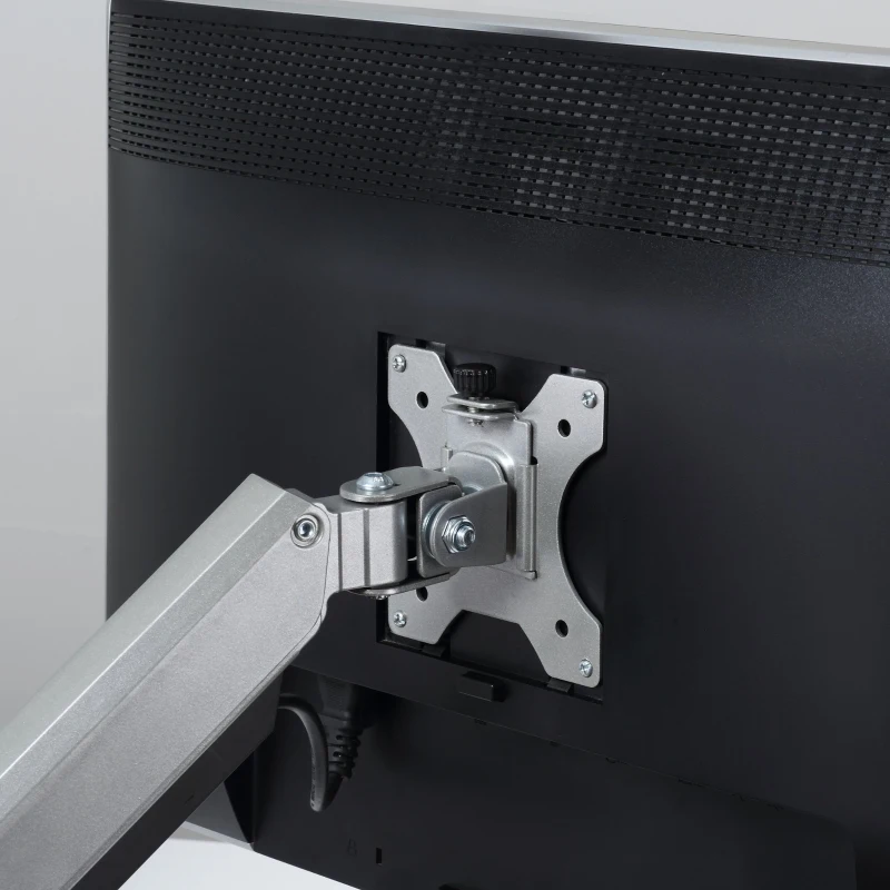 Vinsetto Monitor Halterung 2 Monitore Monitor Tischhalterung für 13 bis 32 Zoll Bildschirme höhenverstellbar Neigbar Schwenkbar Drehungbar Aluminium Silber 93 x 11 x 19-47 cm