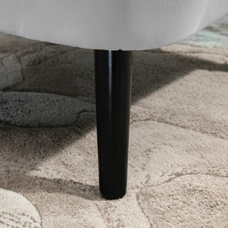 HOMCOM Gepolsterter Sessel Eleganter Retro-Stuhl für Wohnzimmer Schlafzimmer, Polyester, Schaumstoff, Kautschukholz, Grau, 72,5x78,5x91,5 cm